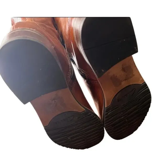 Clarks Women's Leather Riding Boots - Adjustable Buckled Straps 6.5 - Picture 6 of 8